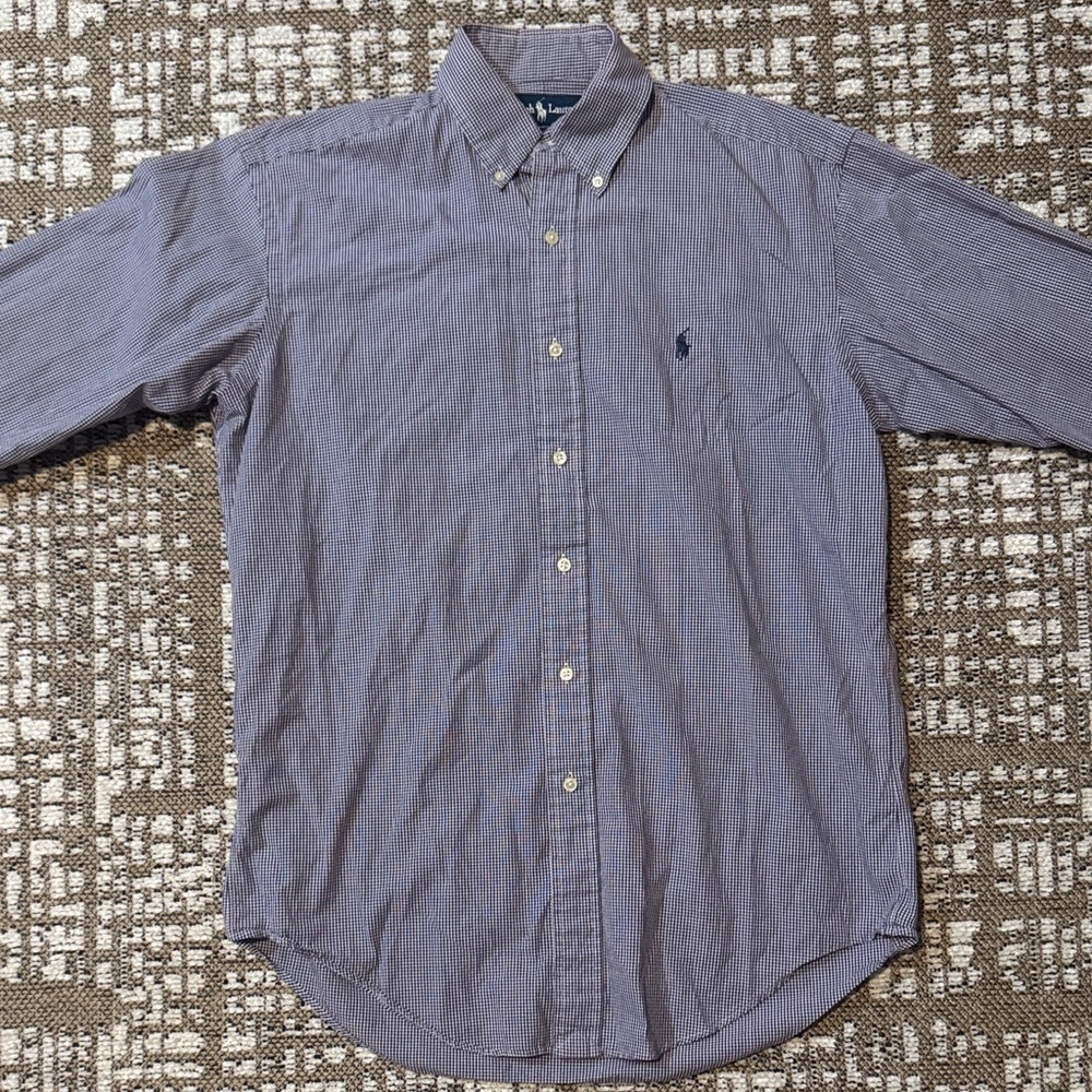 Ralph Lauren Men’s Long-Sleeve Button-Down Shirt - Blue/White Micro-Check